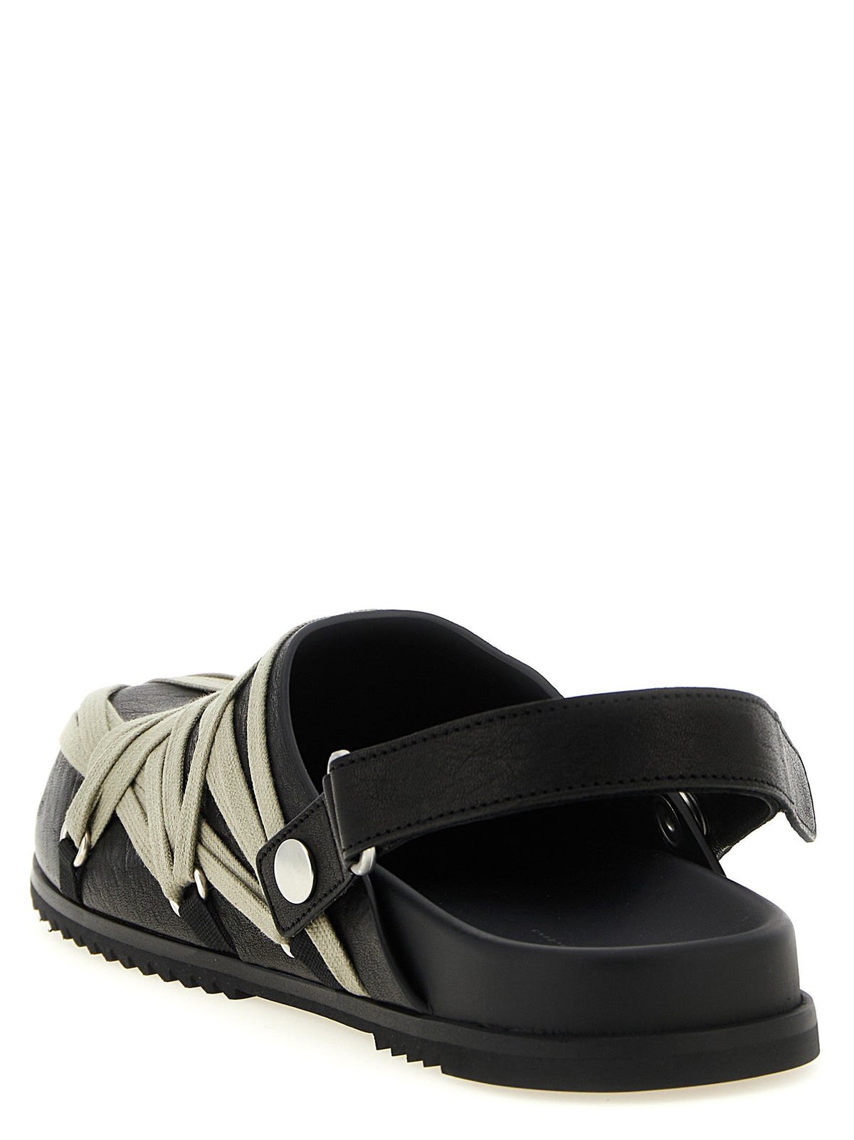 Rick Owens Megalace Mule Granola Nere in Pelle di Agnello