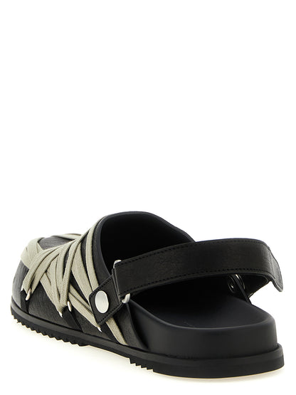 Rick Owens Megalace Mule Granola Nere in Pelle di Agnello