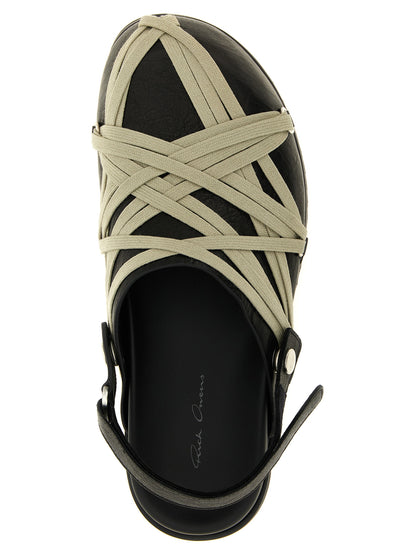 Rick Owens Megalace Mule Granola Nere in Pelle di Agnello