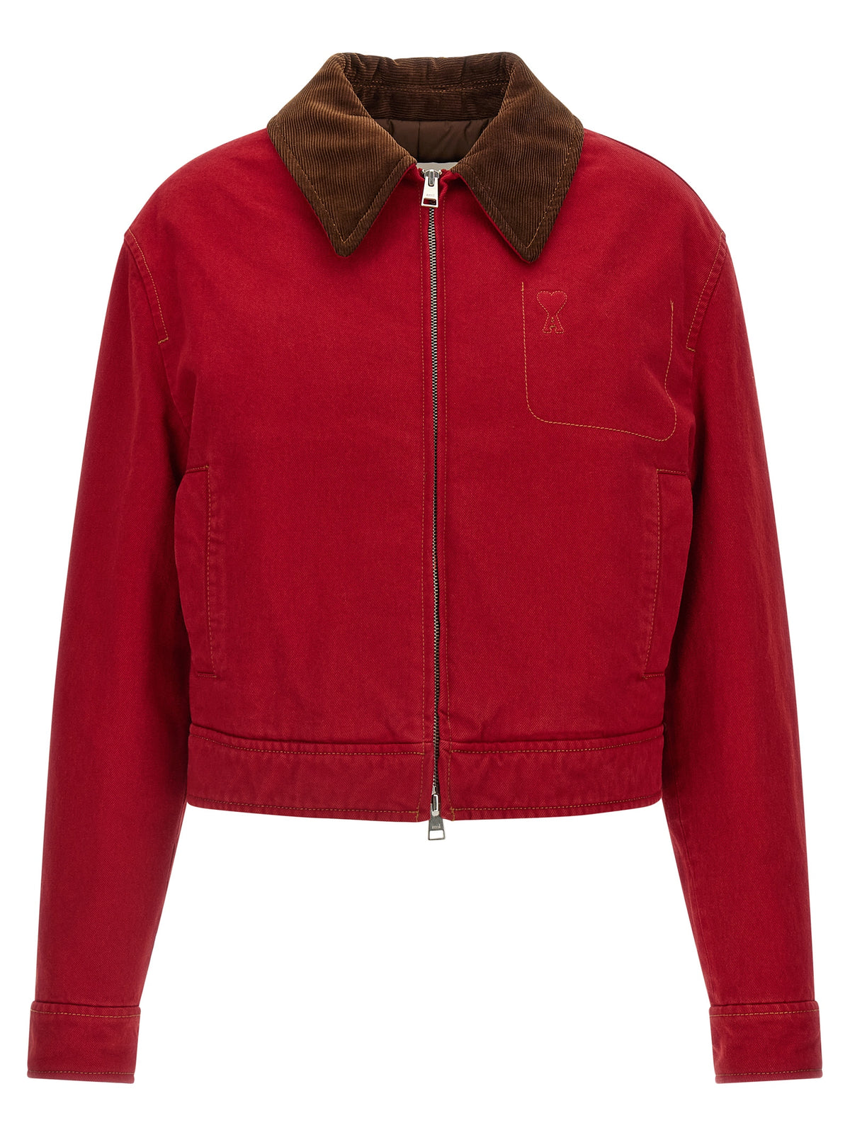 Ami Paris Giacca Cropped Rossa in Cotone