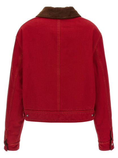 Ami Paris Giacca Cropped Rossa in Cotone