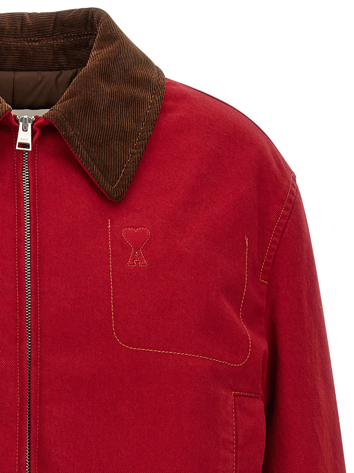 Ami Paris Giacca Cropped Rossa in Cotone