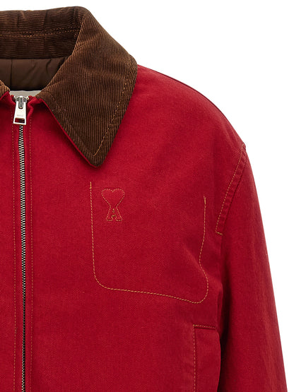 Ami Paris Giacca Cropped Rossa in Cotone