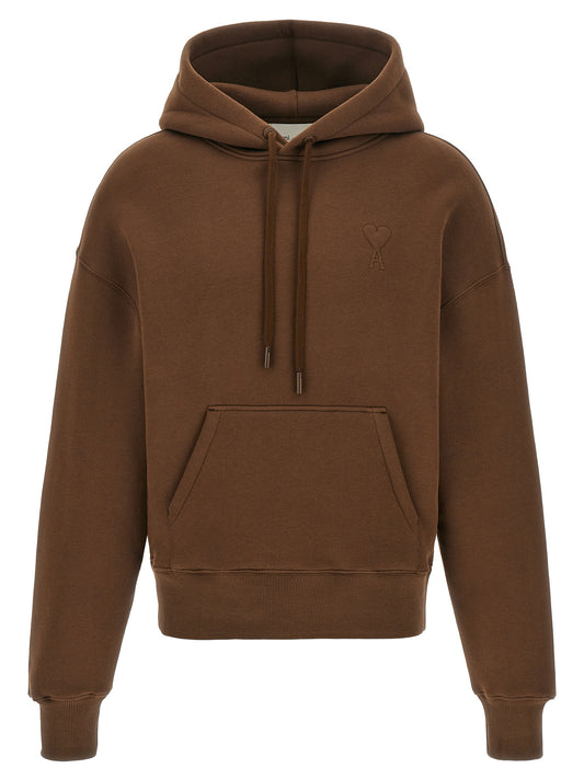 Ami Paris Brauner Baumwoll-Kapuzenpullover