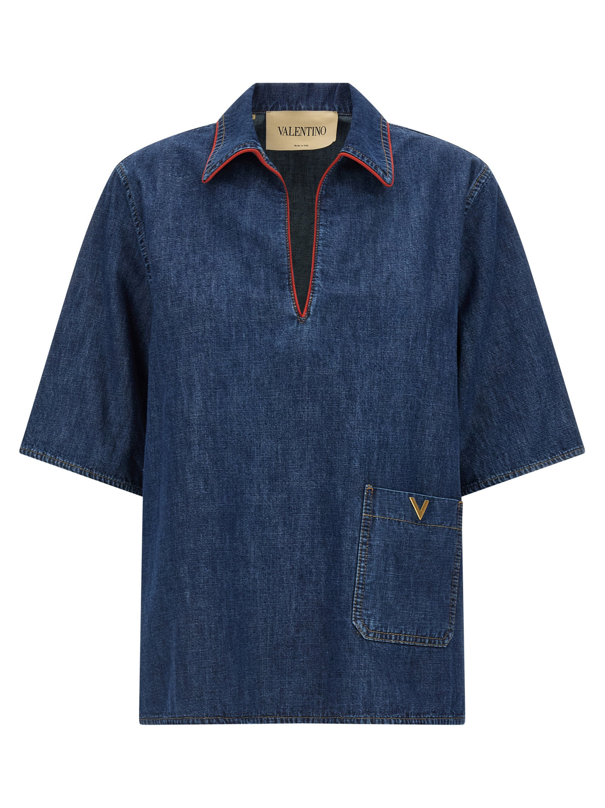 Valentino Garavani Camicia Denim Blu Scuro in Cotone