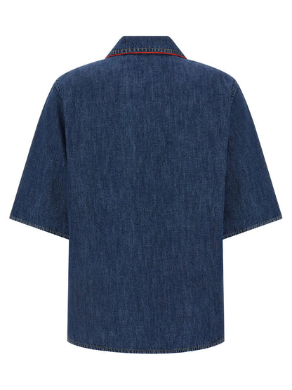 Valentino Garavani Camicia Denim Blu Scuro in Cotone