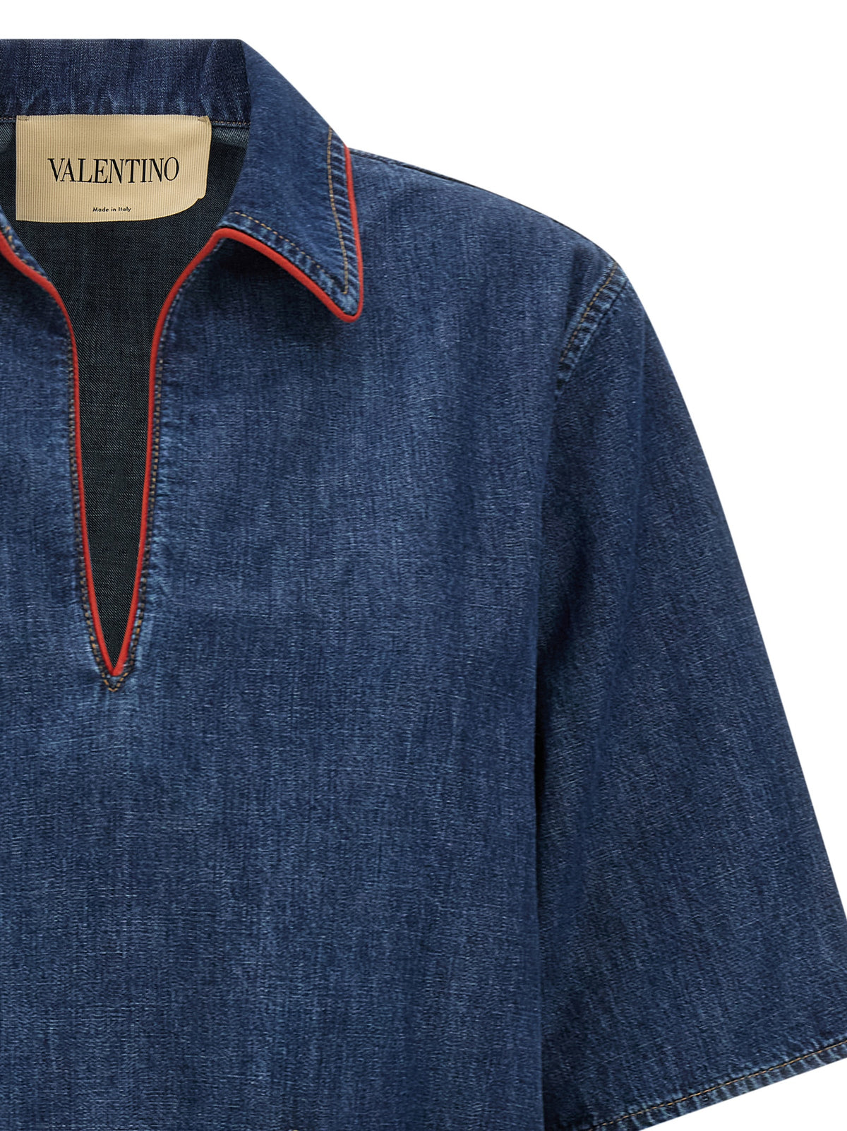 Valentino Garavani Camicia Denim Blu Scuro in Cotone