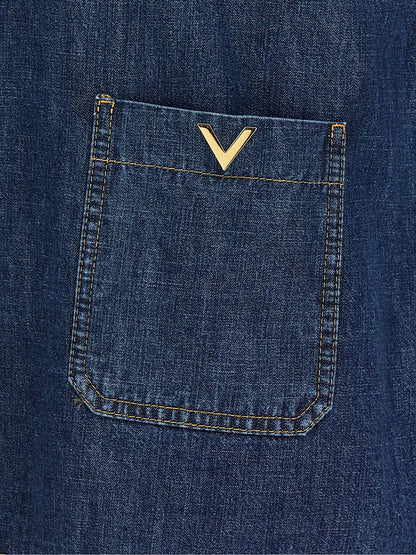 Valentino Garavani Camicia Denim Blu Scuro in Cotone