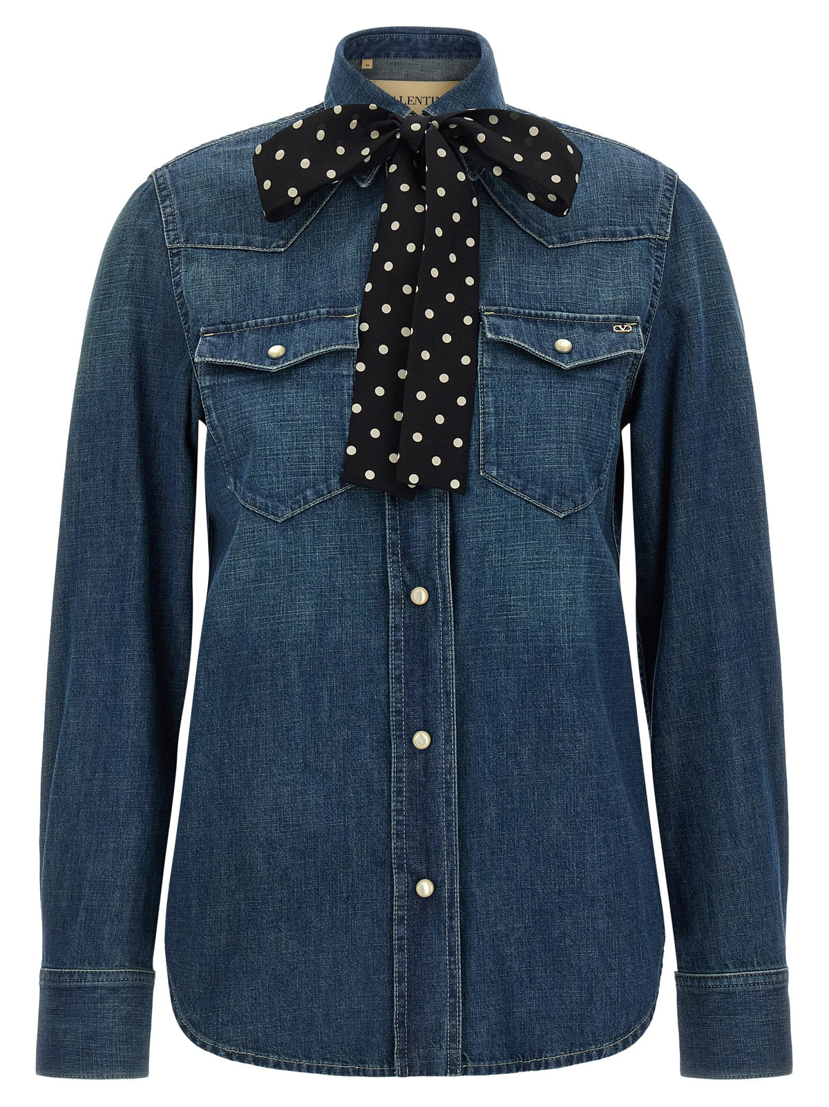Valentino Garavani Camicia Blu in Denim di Cotone