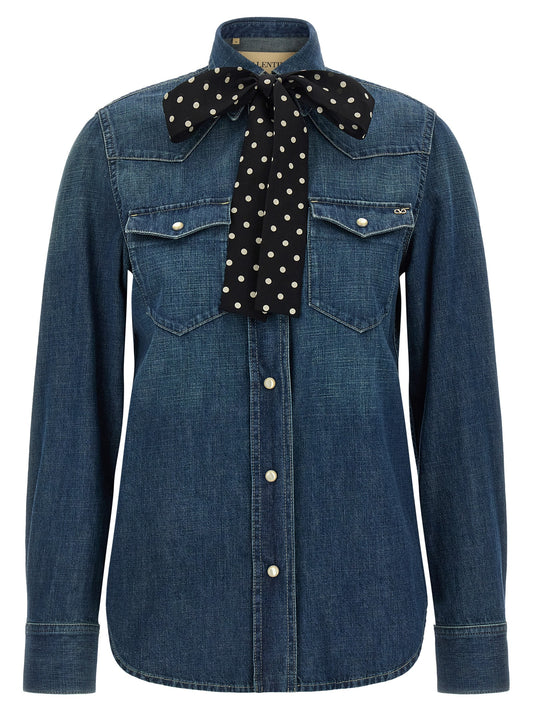 Valentino Garavani Blaues Baumwoll-Denimhemd