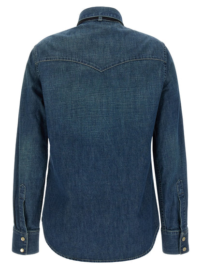 Valentino Garavani Camicia Blu in Denim di Cotone