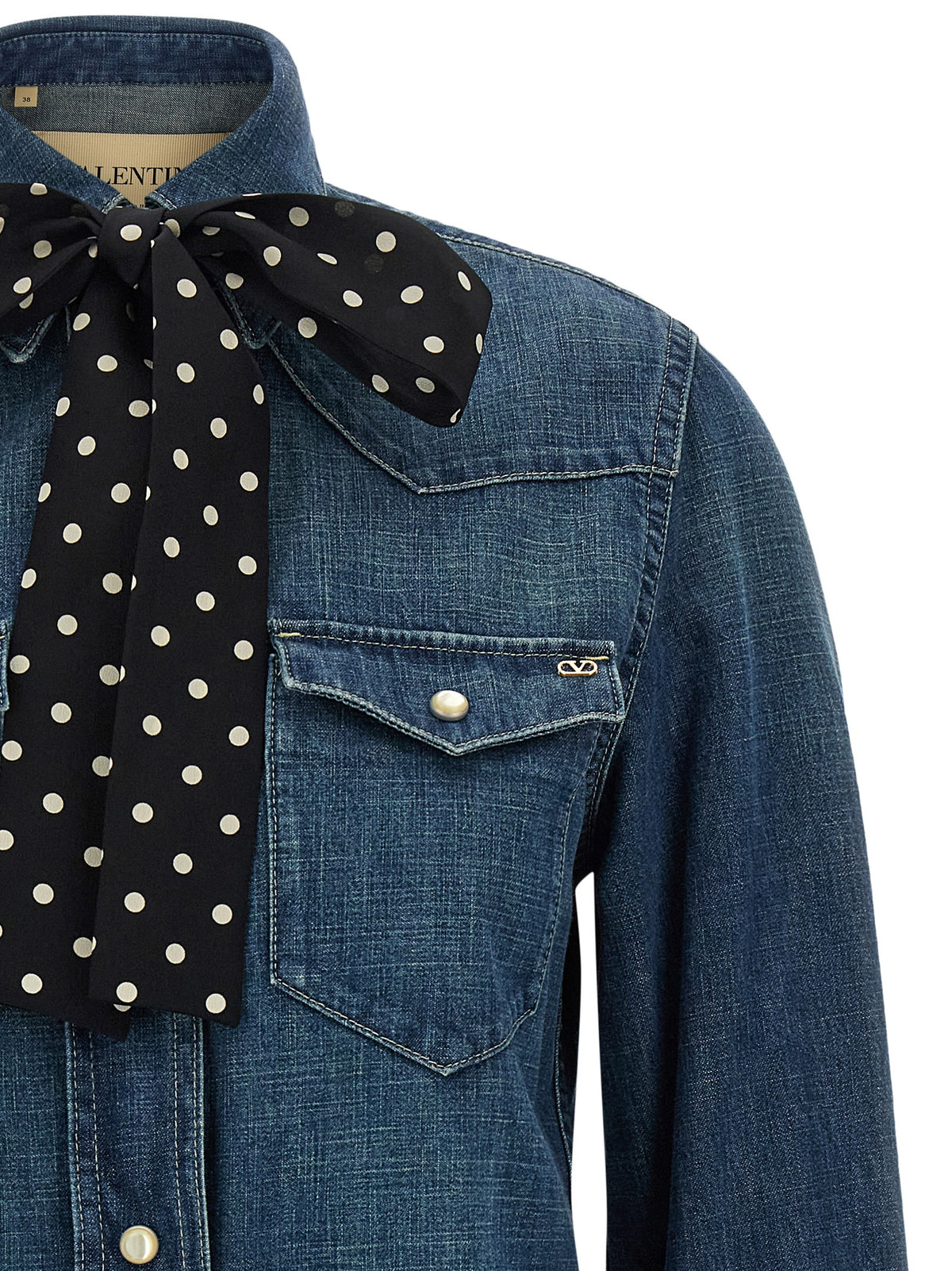 Valentino Garavani Camicia Blu in Denim di Cotone