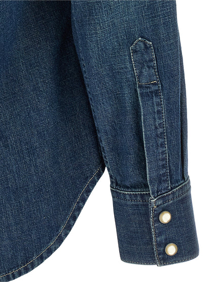 Valentino Garavani Camicia Blu in Denim di Cotone