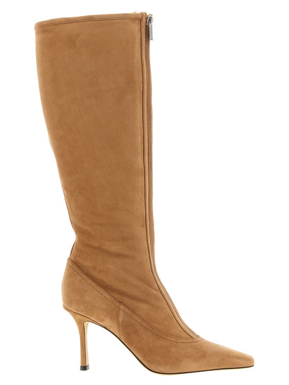 Jimmy Choo Stivali Jozi Beige Over-the-Knee in Camoscio
