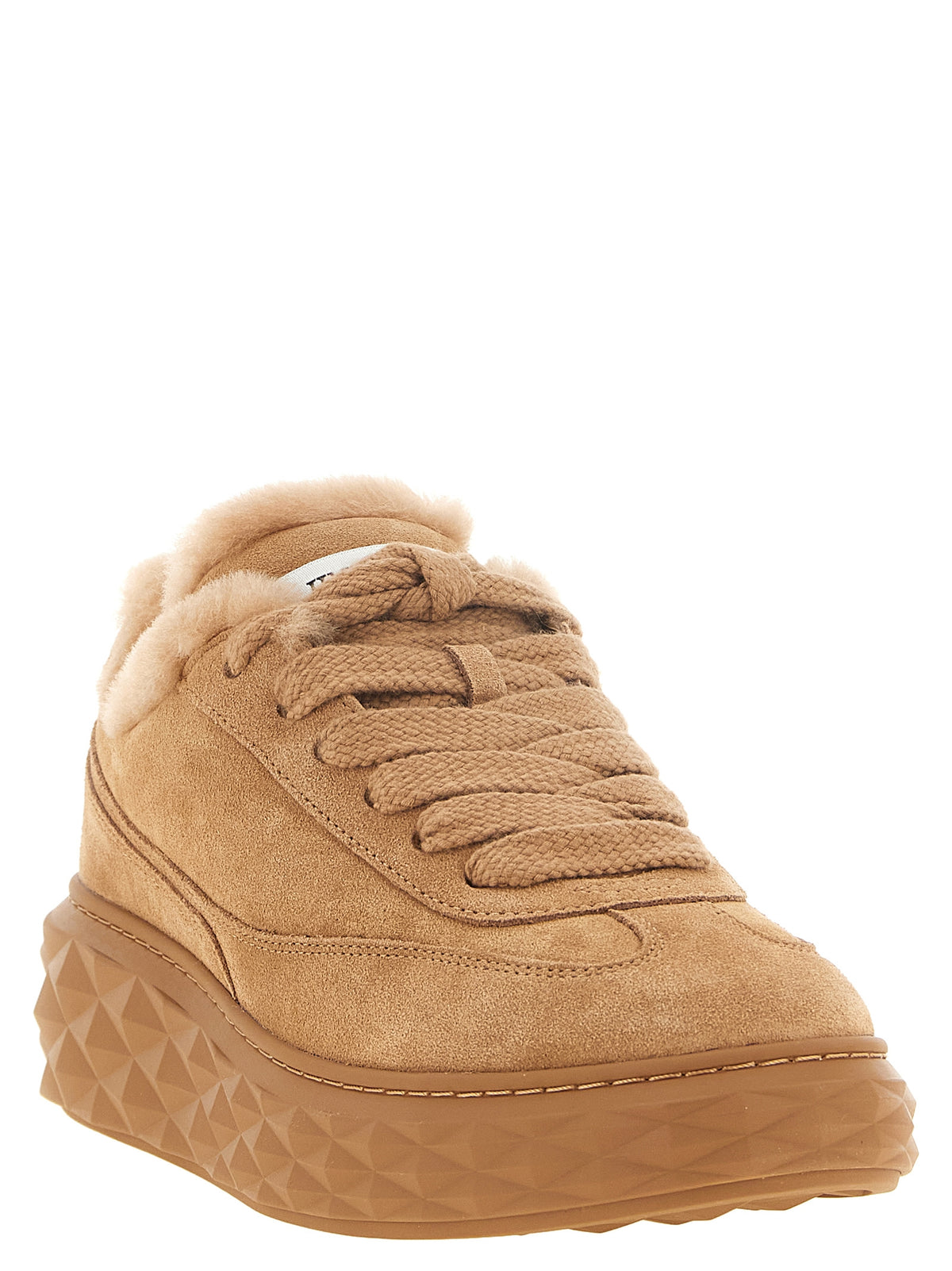 Jimmy Choo Sneaker Diamond Maxi Retro Beige in Camoscio