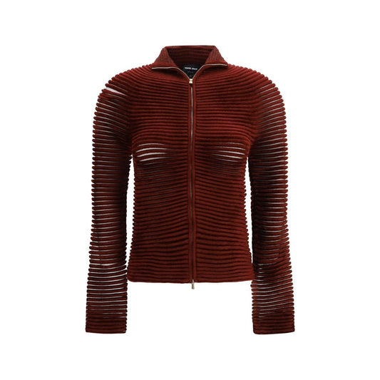 Giorgio Armani Bordeaux Viscose-Blend Cardigan