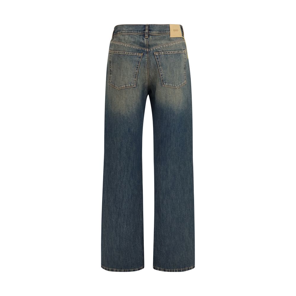 Fendi Jeans Blu in Denim di Cotone
