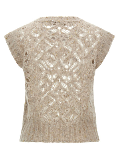 Max Mara Gilet Beige in Alpaca