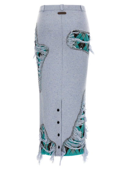 Moschino Gonna Midi Blu in Lana