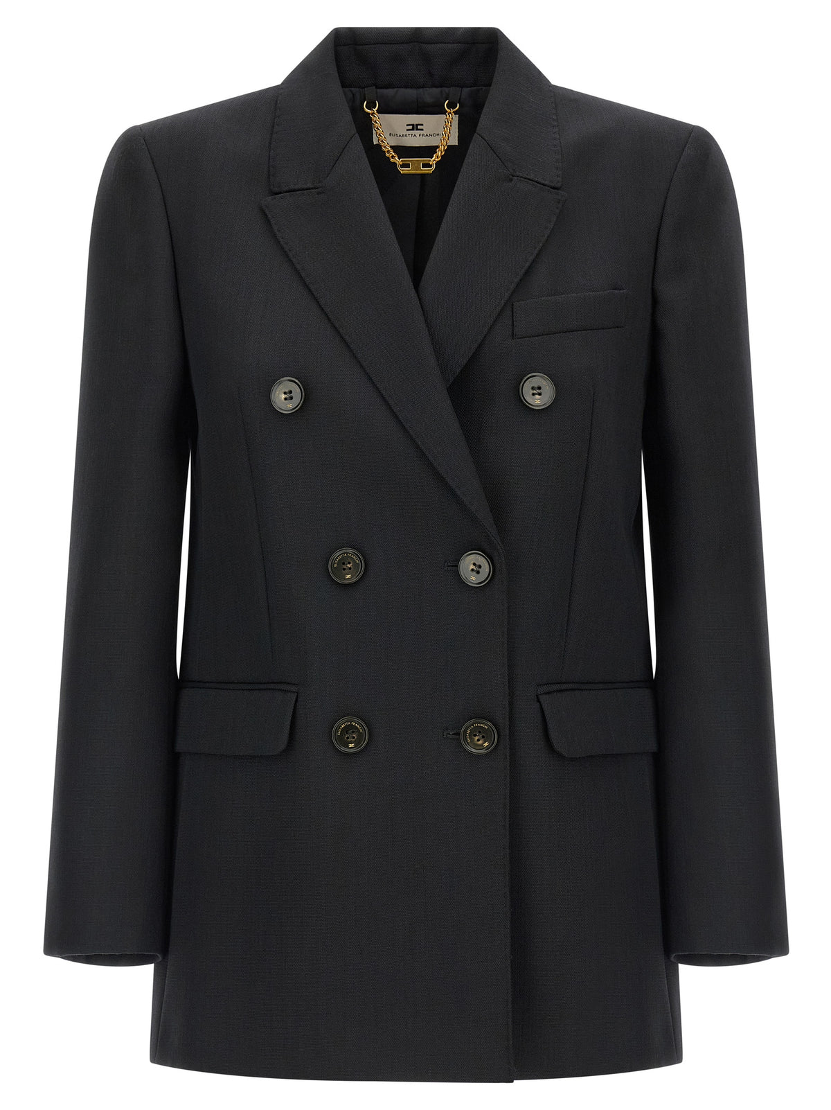 Elisabetta Franchi Blazer Nero in Pura Lana
