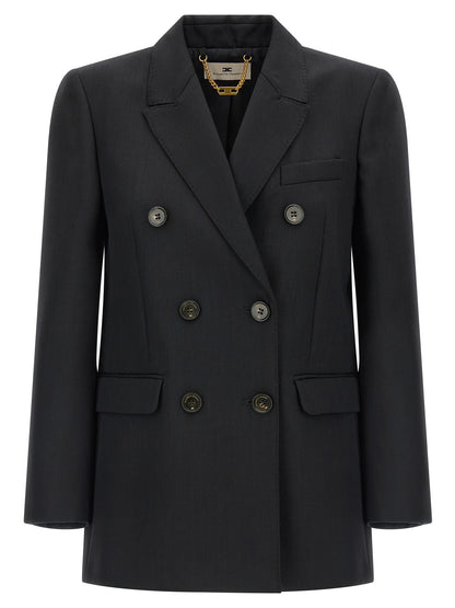 Elisabetta Franchi Blazer Nero in Pura Lana