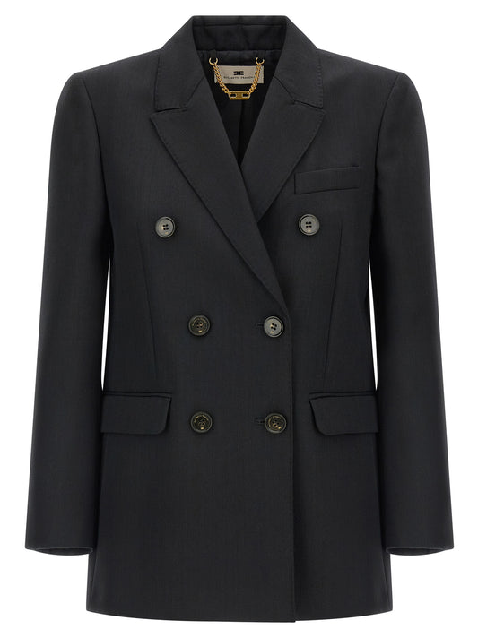 Elisabetta Franchi Schwarzer Blazer aus reiner Schurwolle