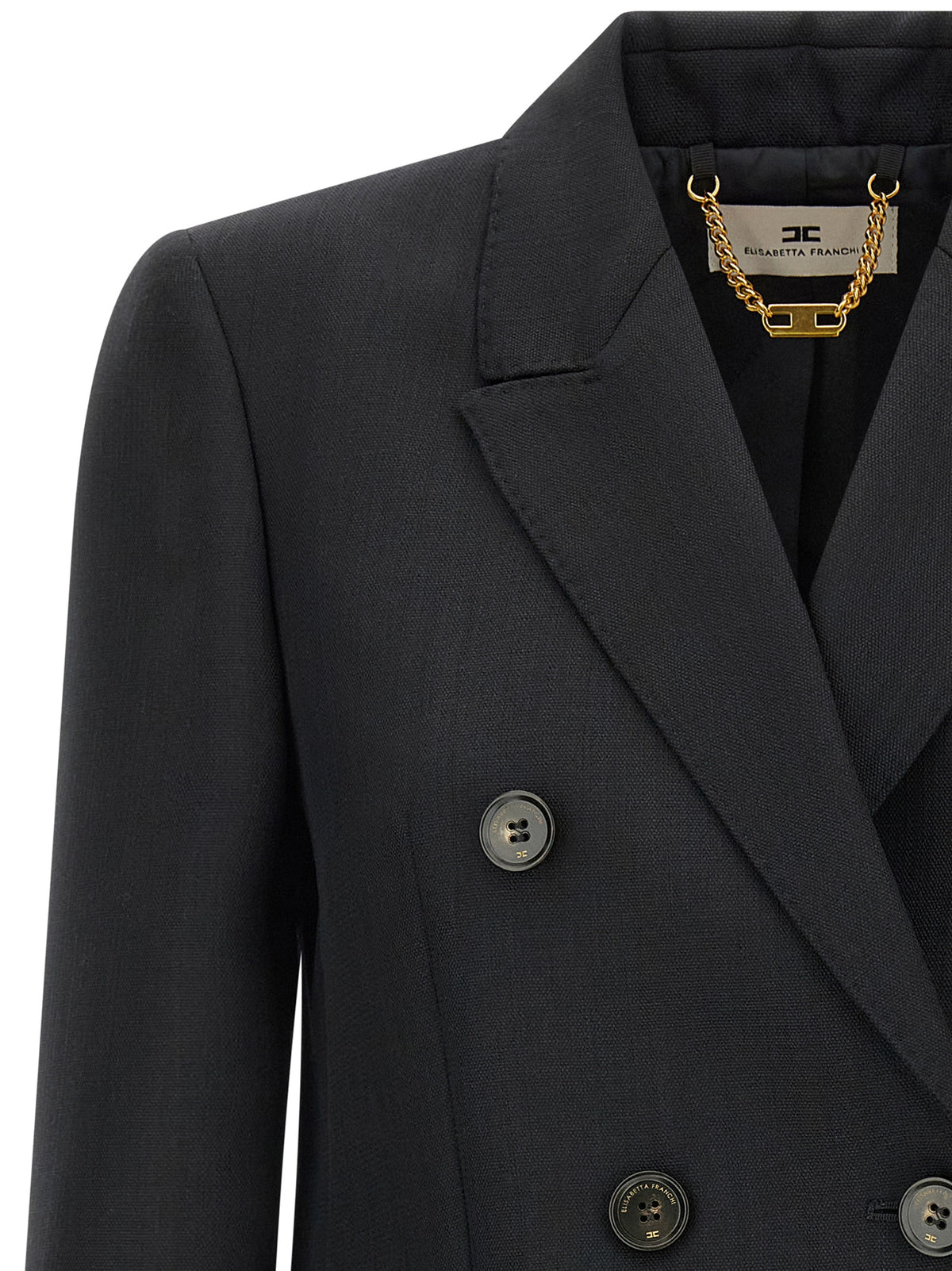 Elisabetta Franchi Blazer Nero in Pura Lana