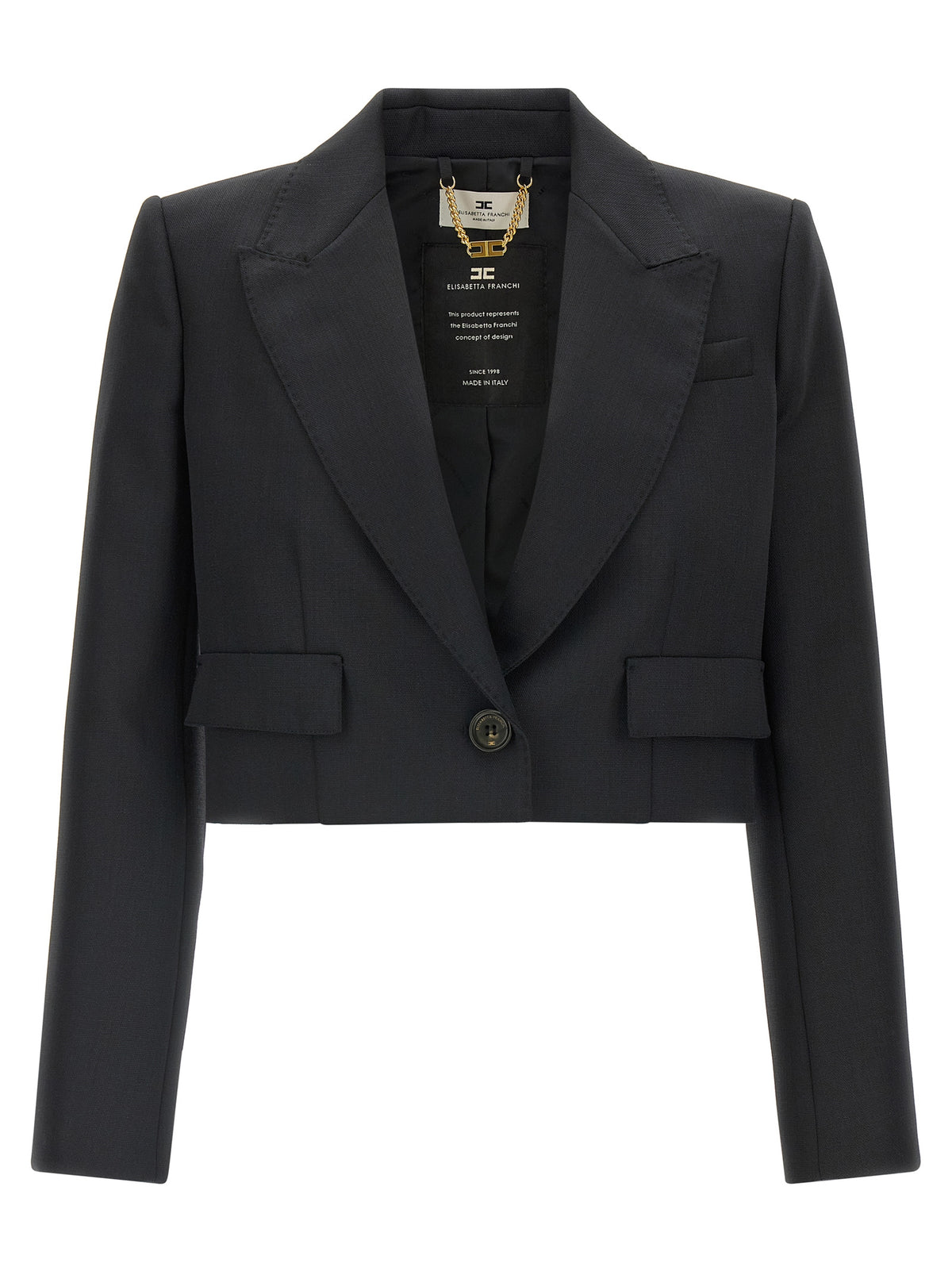 Elisabetta Franchi Blazer Nero in Pura Lana