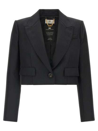 Elisabetta Franchi Blazer Nero in Pura Lana