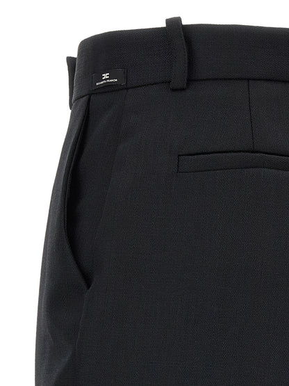 Elisabetta Franchi Pantaloni Neri Svasati in Pura Lana