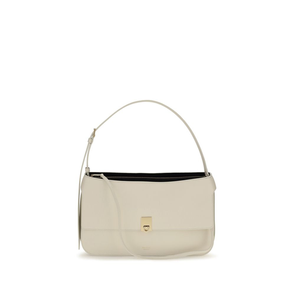 Ferragamo Borsa a Spalla Beige in Pelle di Vitello