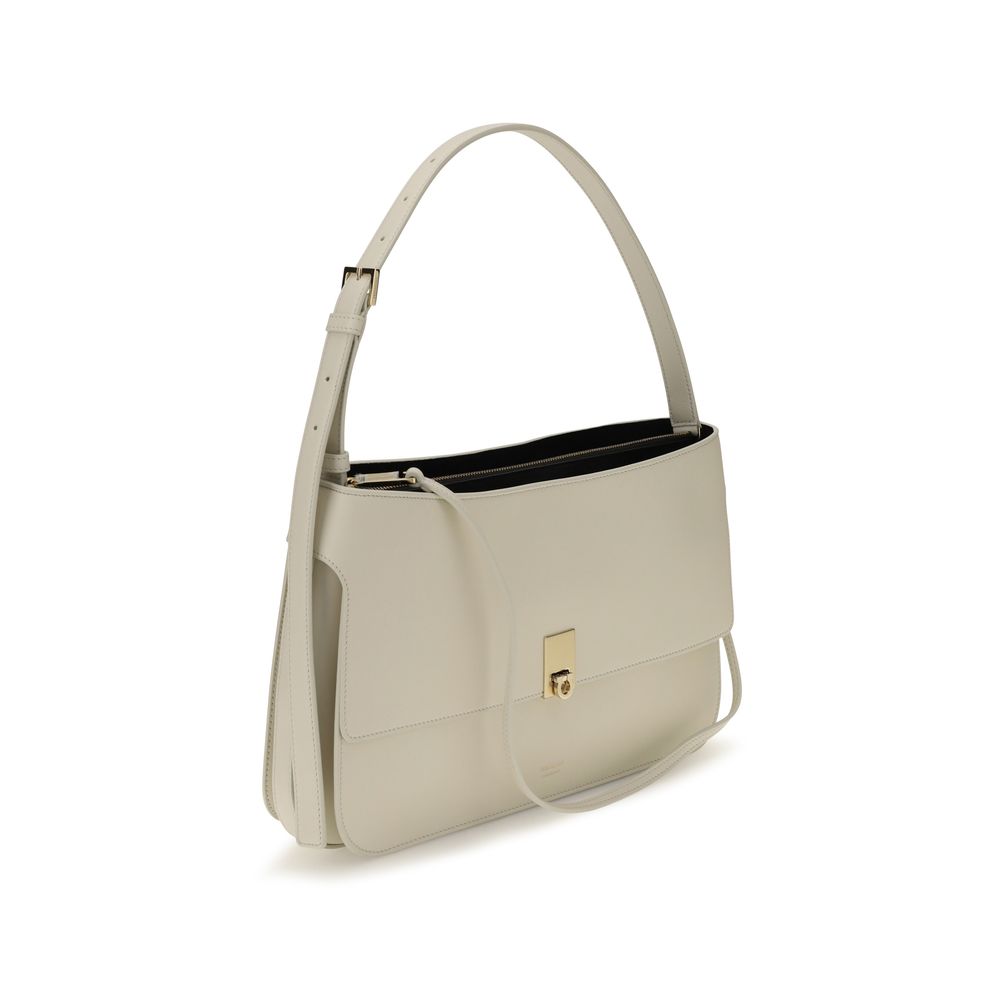 Ferragamo Borsa a Spalla Beige in Pelle di Vitello