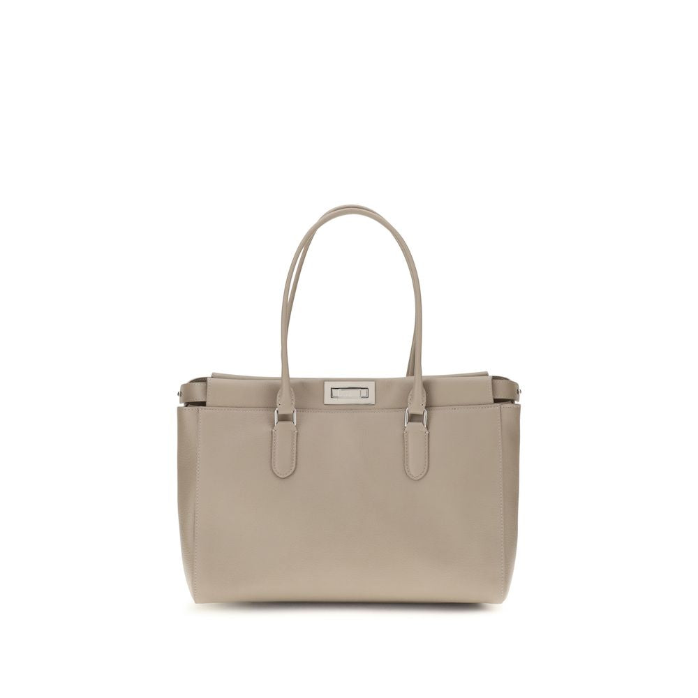 Fendi Borsa a Spalla Beige in Pelle di Vitello