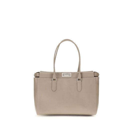 Fendi Borsa a Spalla Beige in Pelle di Vitello