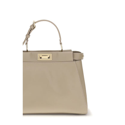 Fendi Borsa a Spalla Beige in Pelle di Vitello