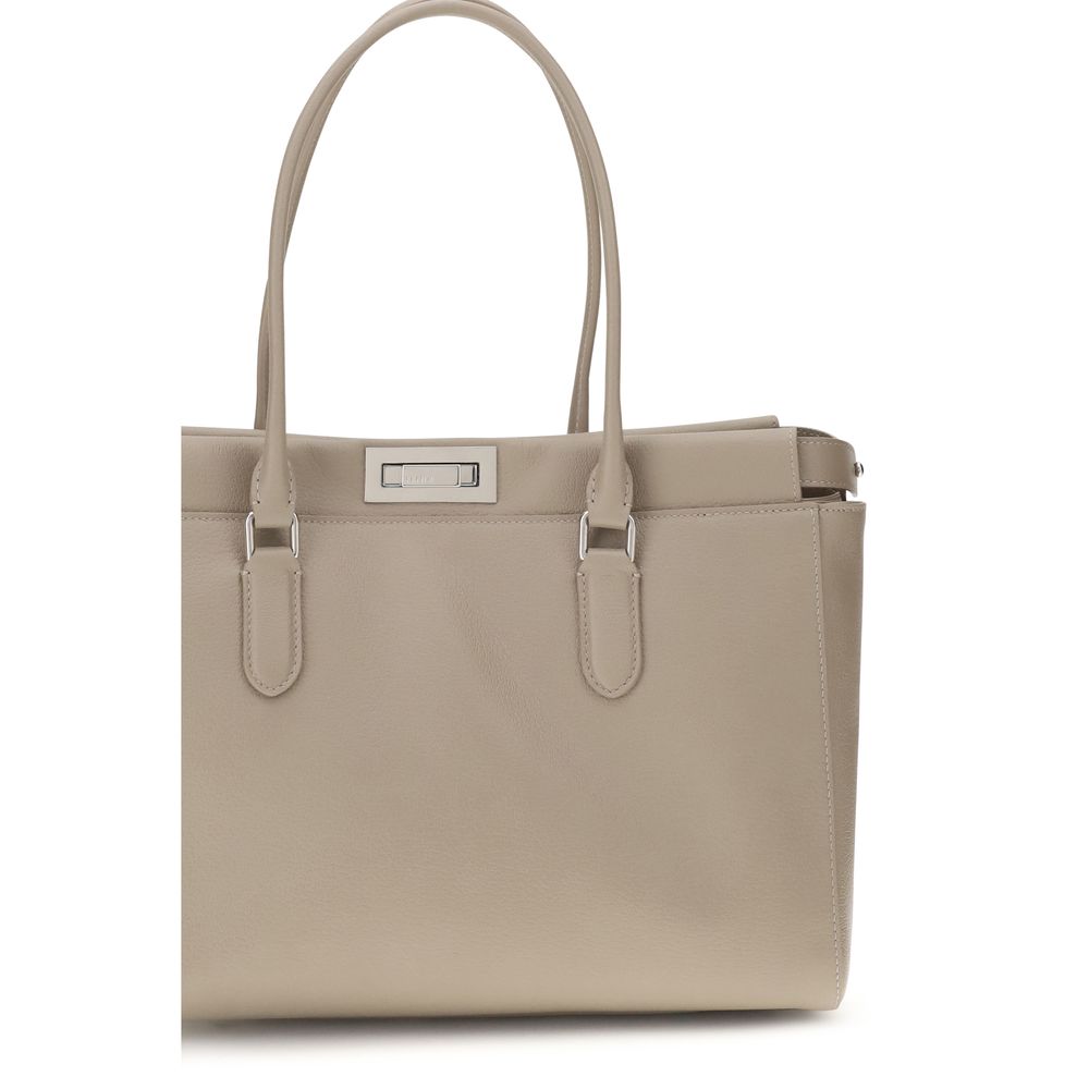 Fendi Borsa a Spalla Beige in Pelle di Vitello