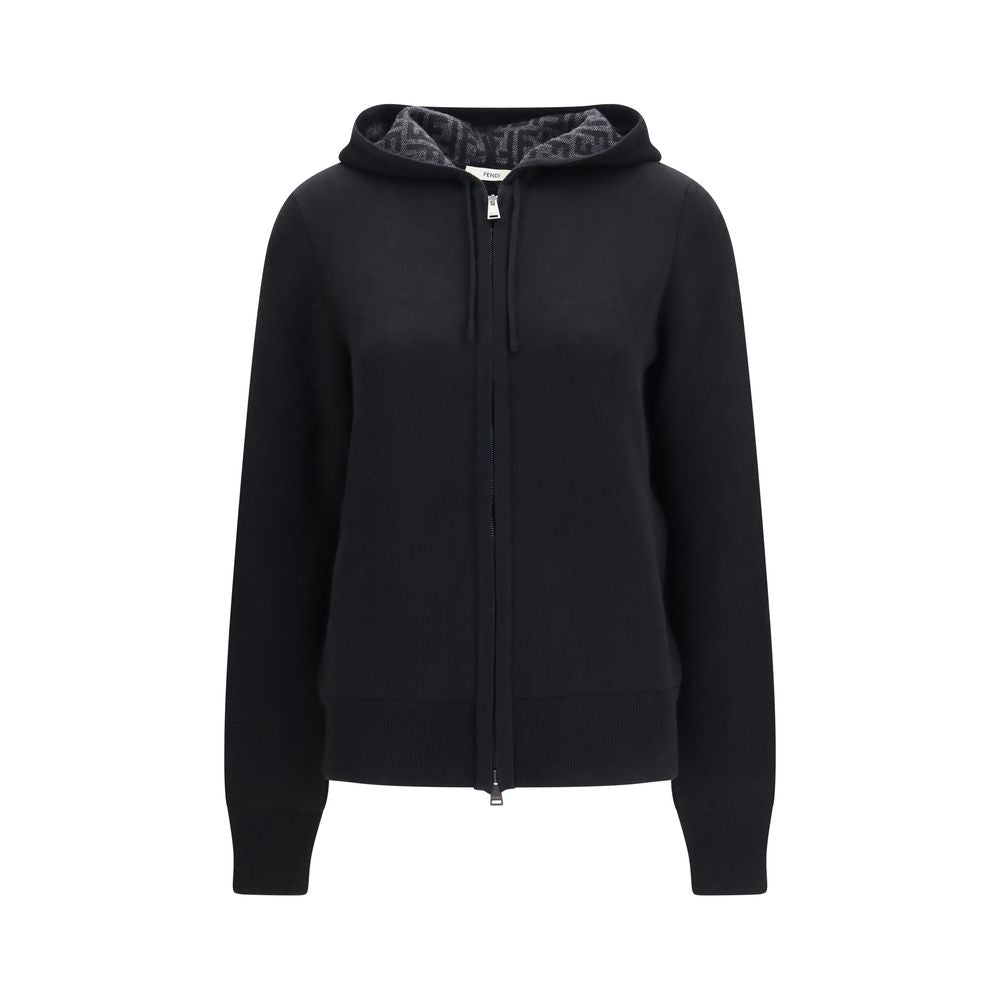 Fendi Hoodie Nero in Cashmere