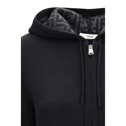 Fendi Hoodie Nero in Cashmere