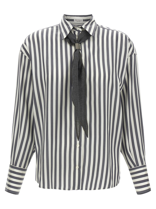 Brunello Cucinelli Graue Seidenbluse