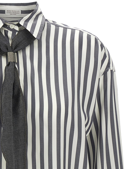 Brunello Cucinelli Blusa Grigia in Seta