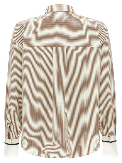 Brunello Cucinelli Blusa Beige in Cotone