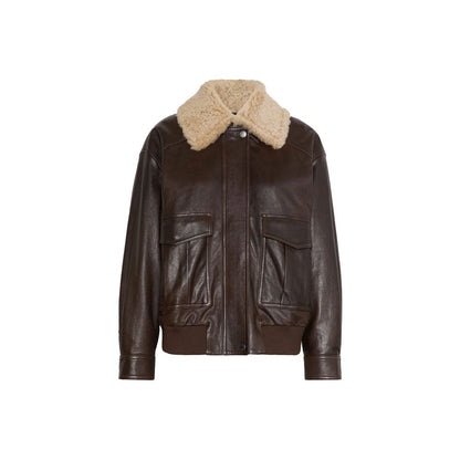 Max Mara Bomber Marrone in Pelle di Agnello