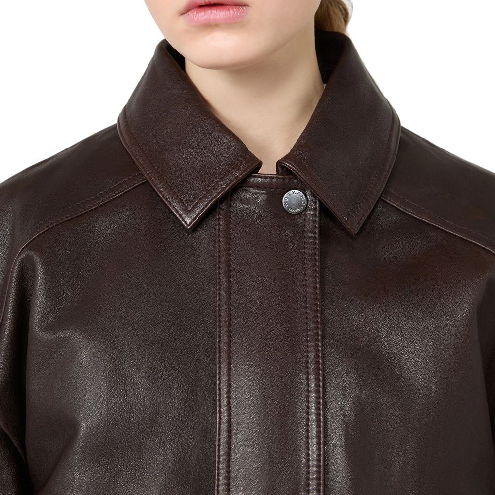 Max Mara Bomber Marrone in Pelle di Agnello