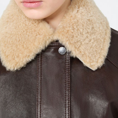 Max Mara Bomber Marrone in Pelle di Agnello