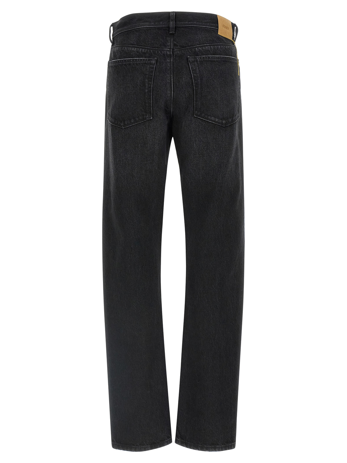 Fendi Jeans aus Leder in Schwarz