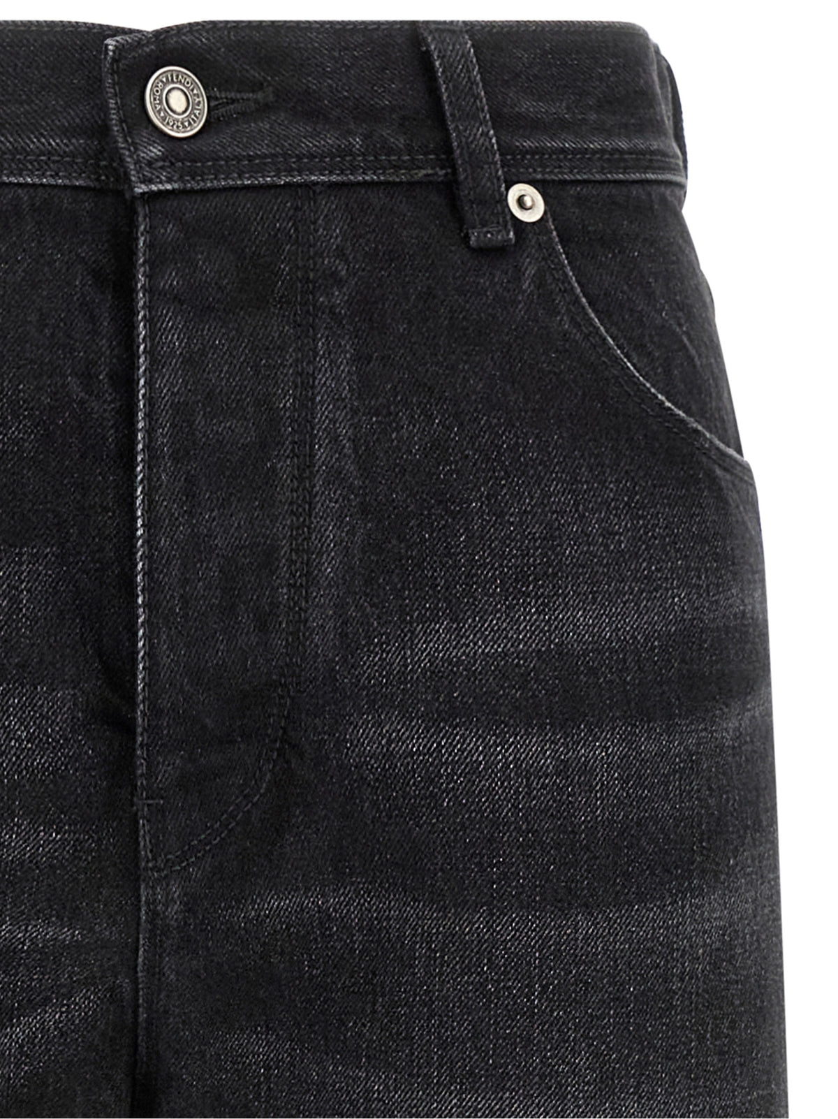 Fendi Jeans aus Leder in Schwarz