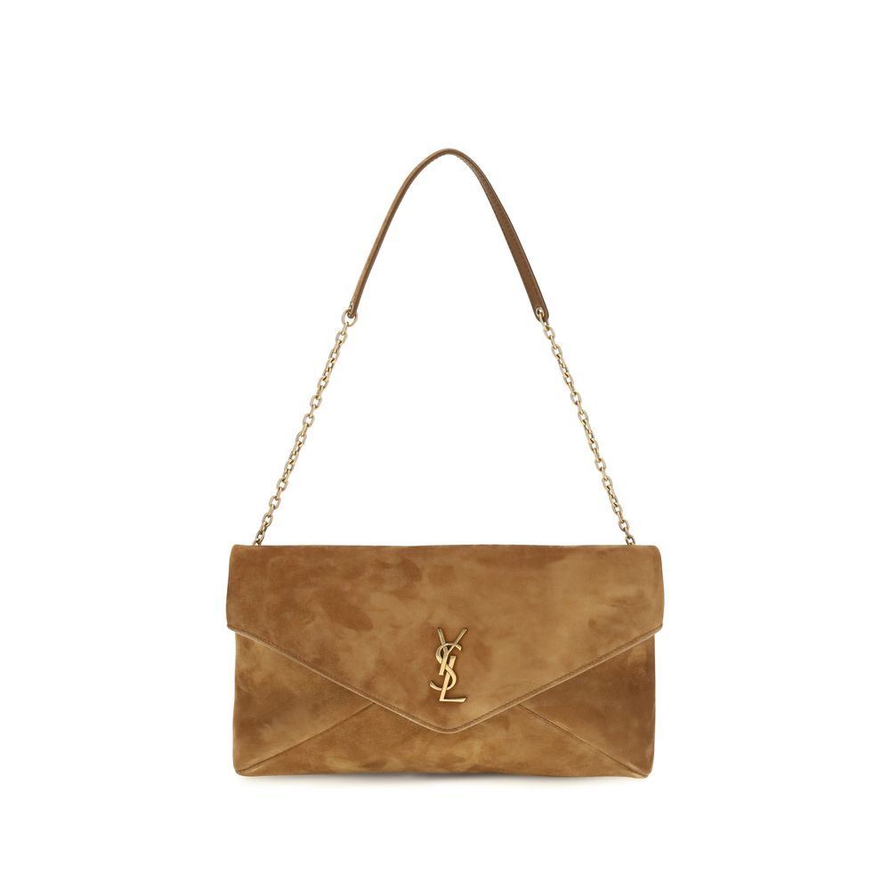 Saint Laurent Schultertasche aus Wildleder in Beige