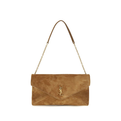 Saint Laurent Schultertasche aus Wildleder in Beige