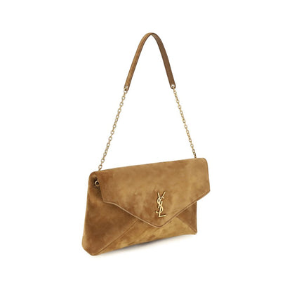 Saint Laurent Schultertasche aus Wildleder in Beige