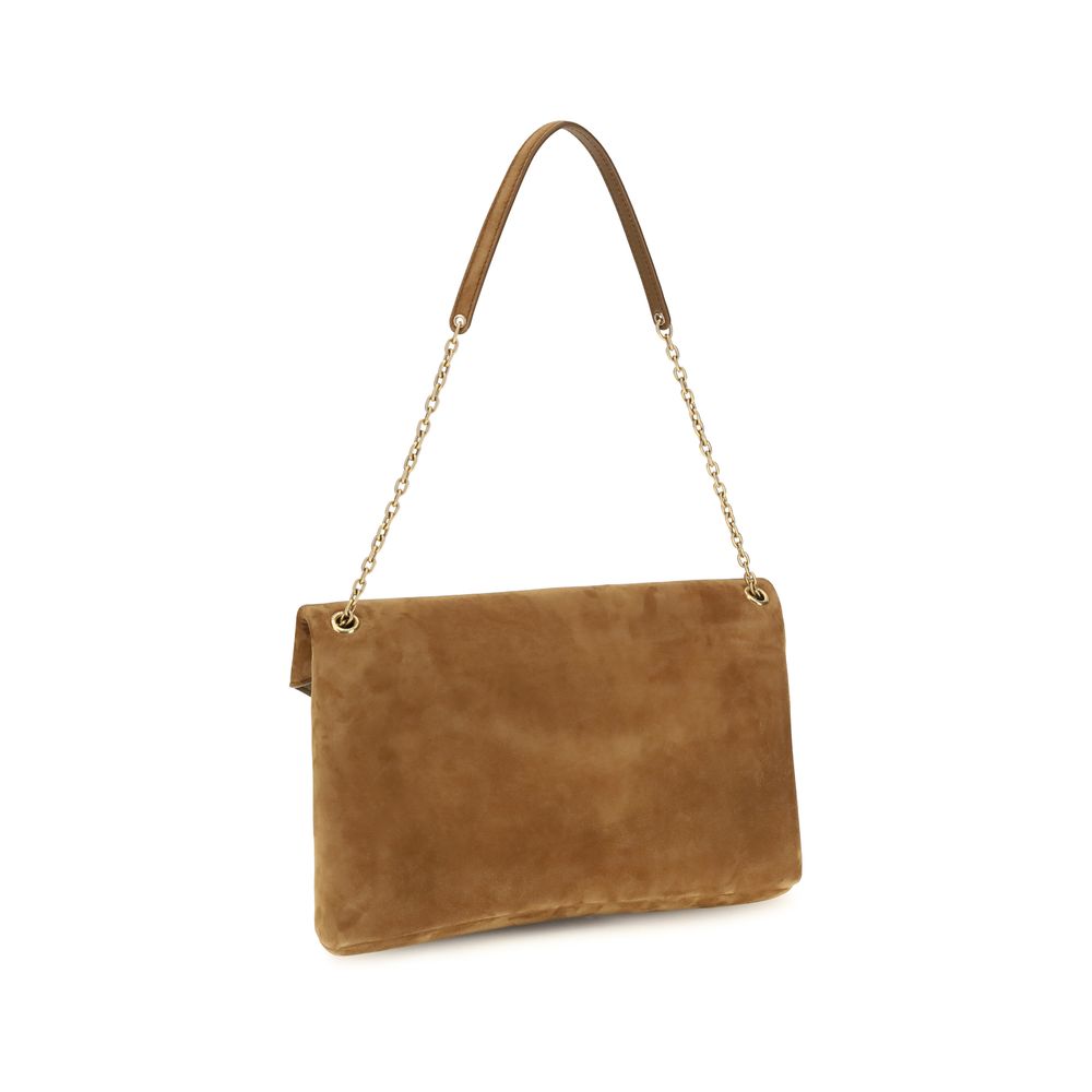 Saint Laurent Schultertasche aus Wildleder in Beige